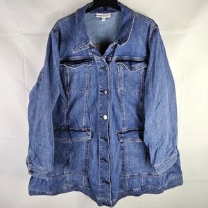 Lane Bryant Jean Jacket Womens 26 Denim Western Outdoor Plus Size Curvy Casual